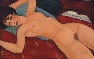  reclining Art - Nu couche Red  Reclining Nude Amedeo Modigliani